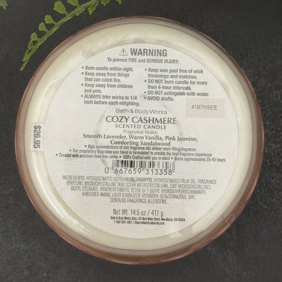 BBW Cozy Cashmere Bath & Body Works 3 Wick Candle - Picture 10 of 10